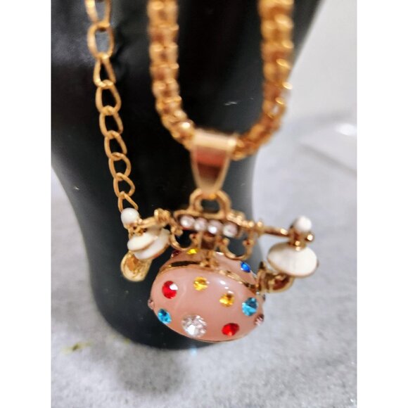 Betsy Johnson Phone Necklace Vintage Telephone Gold Tone - Picture 1 of 10